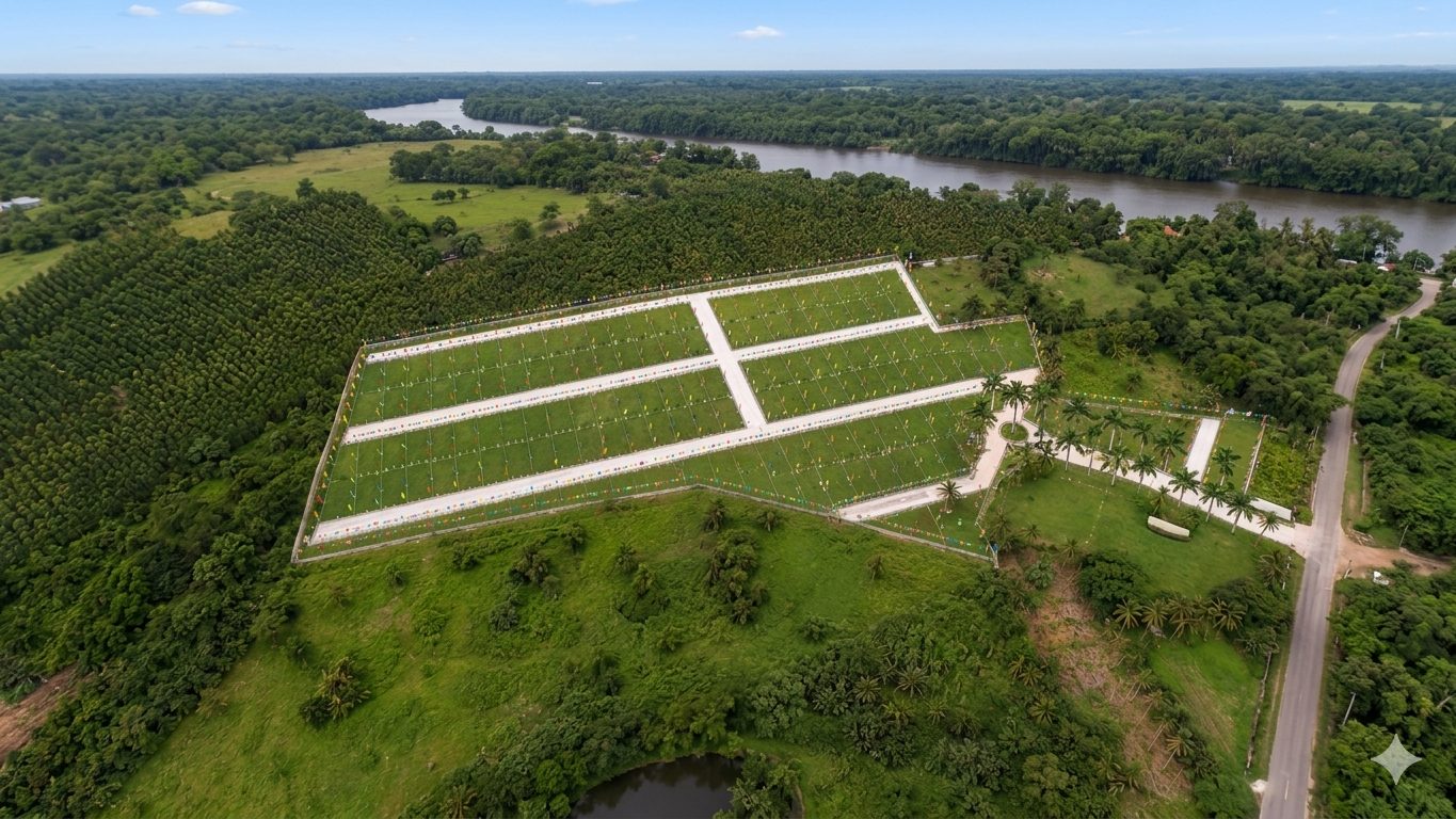 Vista aérea de Privada BALAM junto al río